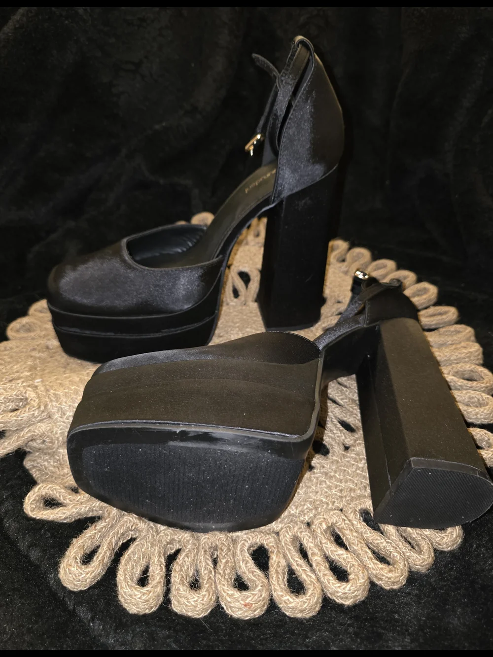 Platform Block Heel Sandals - Black